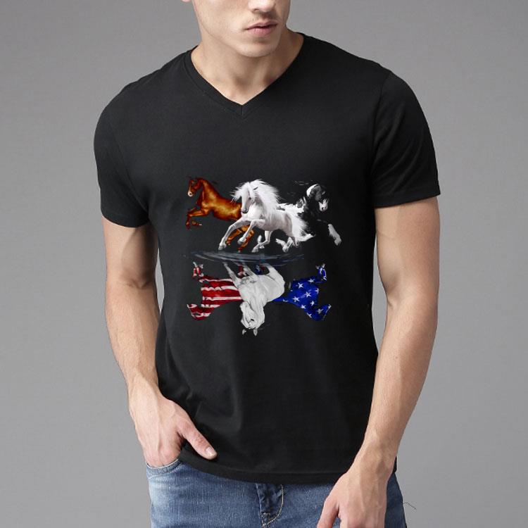 Horses Water Reflection 4th Of July Shirt