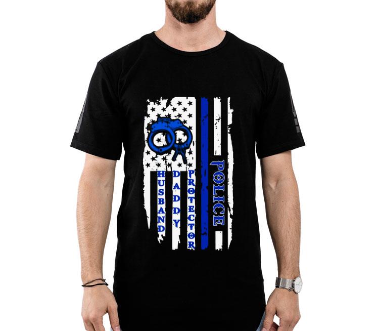 Police Husband Daddy Protector American Flag Shirt