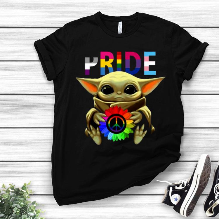 Pride Baby Yoda Hug Hippie Sunflower Shirt