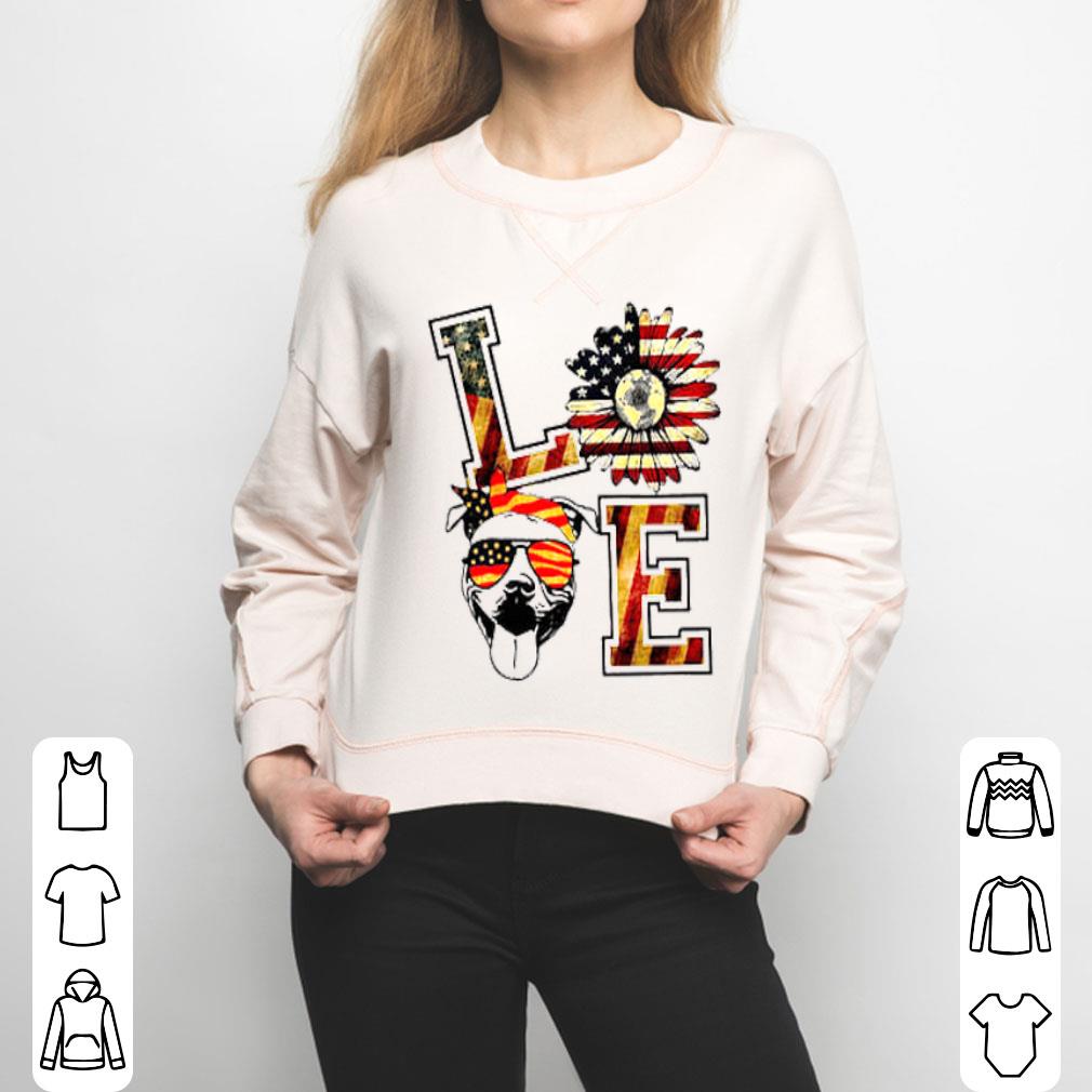 Pitbull Love Sunflower American Flag Shirt