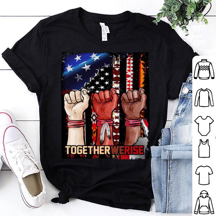 Black Live Matter Strong Hand Together We Rise American Flag Shirt