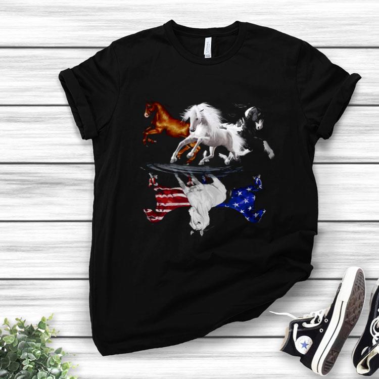 Horses Water Reflection 4th Of July Shirt