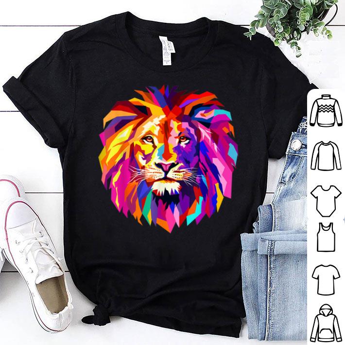 Cool Lion Head Design With Bright Colorful Shirt