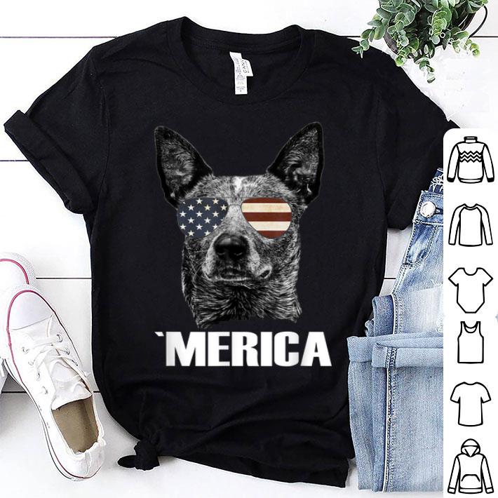 4th July Blue Heeler Dog Merica Patriotic USA Flag Shirt