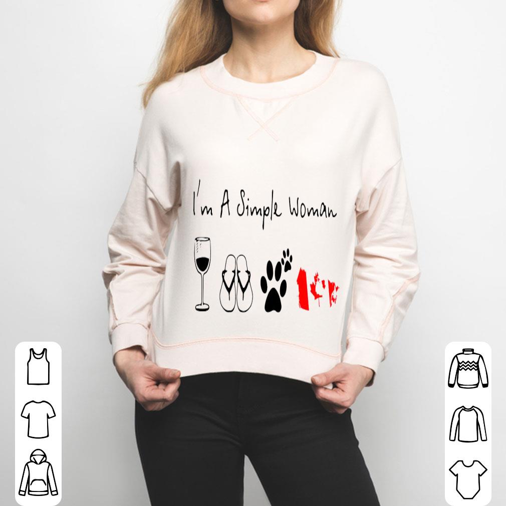 I’m A Simple Woman Wine Flip Flop Dog Paw And Canada Flag Shirt