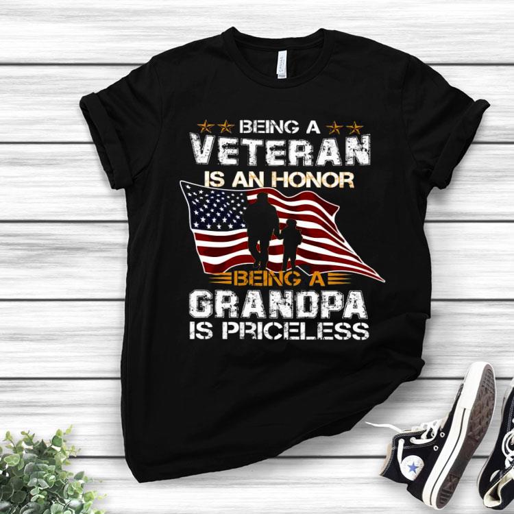 Being A Veteran Is An Honor Being A Grandpa Is Priceless American Flag Shirt
