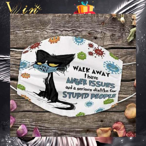Black cat stay away walk away i have anger issues face mask