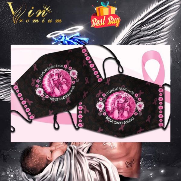 It Came We Fought I Won Breast Cancer Awareness Face Mask