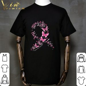Butterflies Ribbon Faith Hope Love Breast Cancer Awareness shirt 1