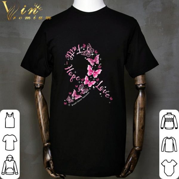 Butterflies Ribbon Faith Hope Love Breast Cancer Awareness shirt