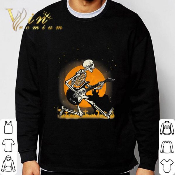 Skeleton playing guitar halloween shirt