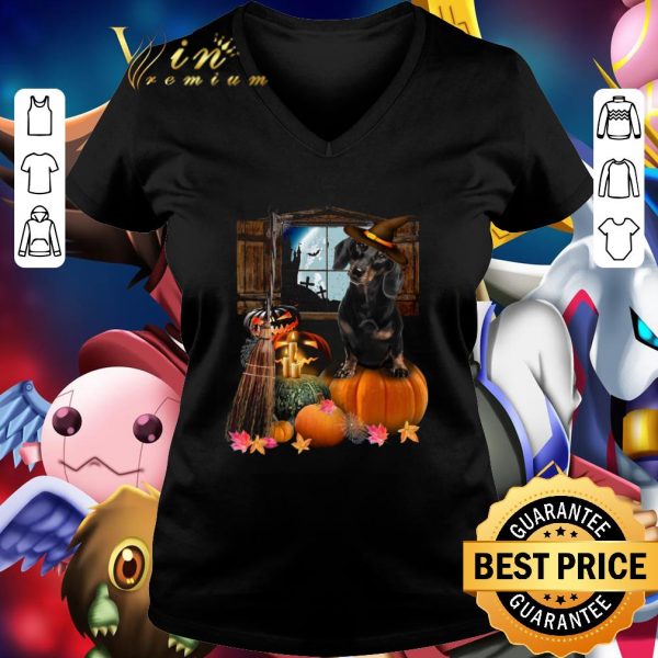 Hot Pumpkin Black Dachshund Halloween shirt