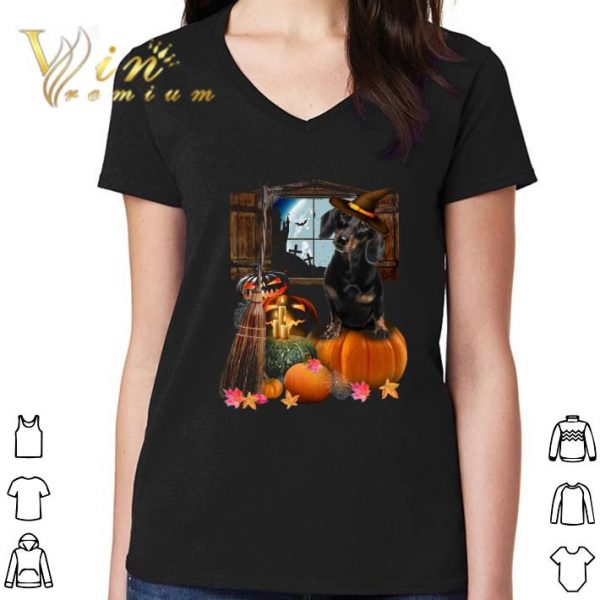 Hot Pumpkin Black Dachshund Halloween shirt