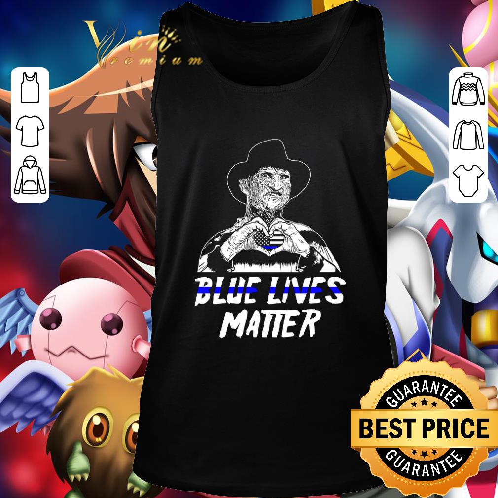 Awesome Freddy Krueger Blue Lives Matter Thin Blue Line Heart Halloween shirt Awesome Freddy Krueger Blue Lives Matter Thin Blue Line Heart Halloween shirt