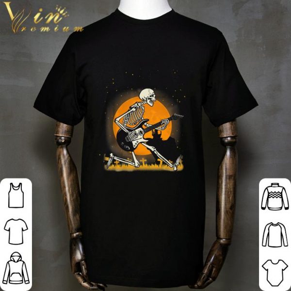 Skeleton playing guitar halloween shirt