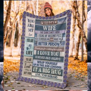 To my wife the day i met you i found my missing piece quilt blanket 1
