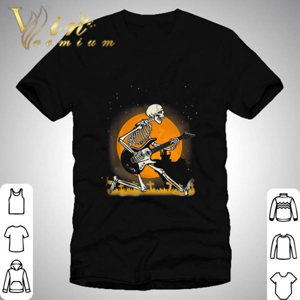 Skeleton playing guitar halloween shirt