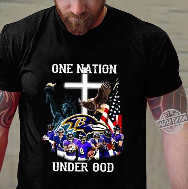 Awesome Baltimore Ravens Statue Of Liberty One Nation Under God shirt