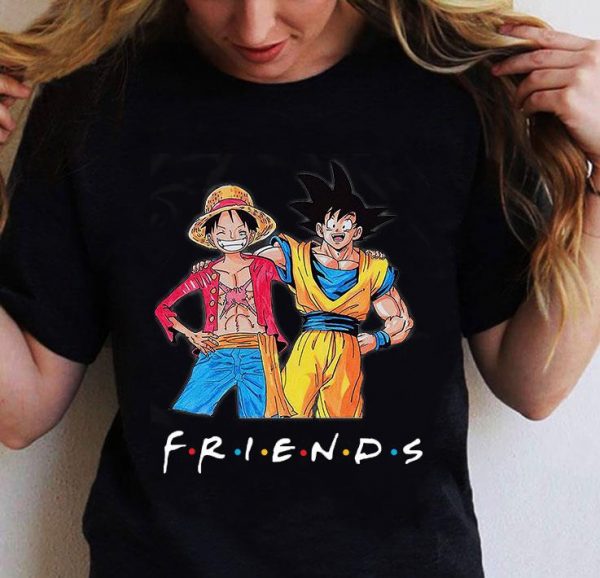 Hot Friends Luffy and Son Goku Dragon Ball Z One Piece shirt