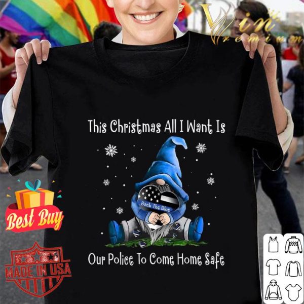 Awesome Gnome This Christmas All I Want Is Back The Blue Thin Blue Line shirt