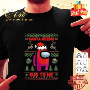 Best Red Among Us Santa seems sus to me ugly Christmas shirt 1