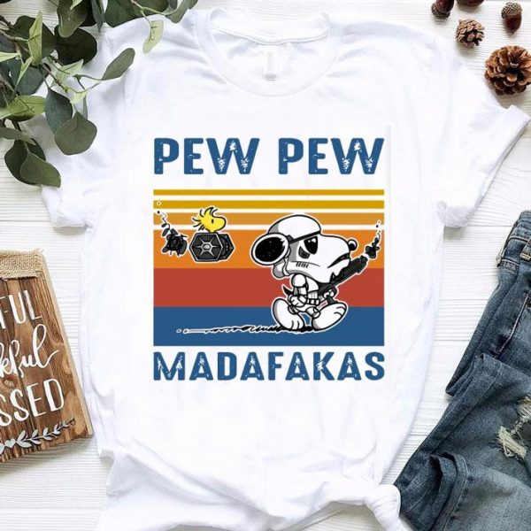 Awesome Star Wars Peanuts Snoopy Woodstock Pew Pew Madafakas Vintage shirt