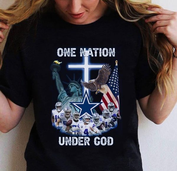 Awesome Dallas Cowboys NFL One Nation Under God Statue Of Liberty shirt