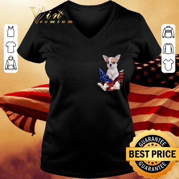 Awesome Chihuahua in tiny pocket American flag shirt