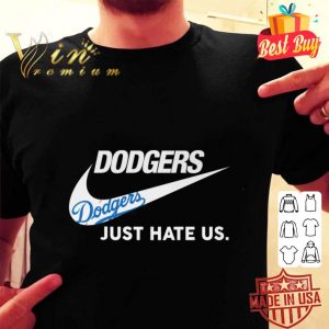 Awesome Nike Logo Los Angeles Dodgers Just Hate Us shirt 1