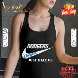 Awesome Nike Logo Los Angeles Dodgers Just Hate Us shirt 2