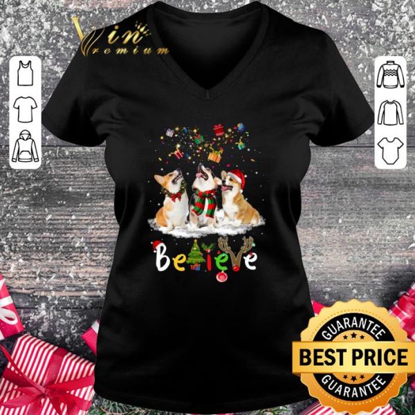 Awesome Corgi Believe Happy Merry Christmas shirt