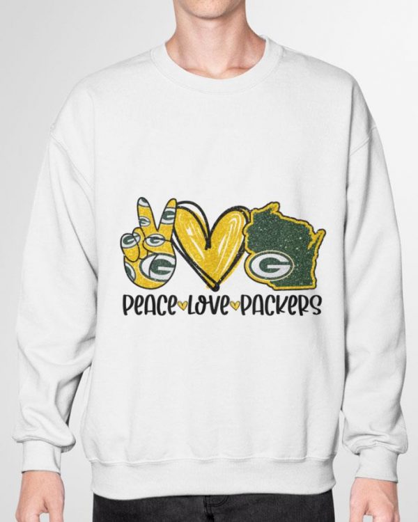 Awesome Peace Love Wisconsin Green Bay Packers shirt