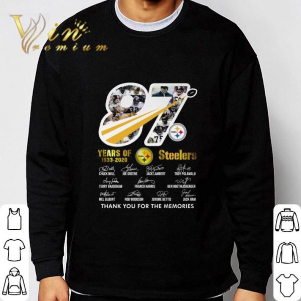 87 years of 1933-2020 Steelers thank you for the memories shirt
