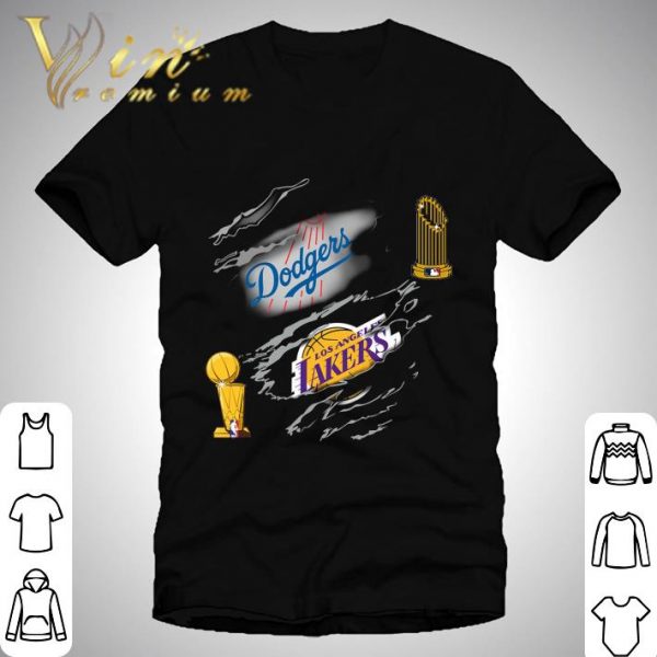 Inside Me Los Angeles Dodgers and Los Angeles Lakers Torn shirt
