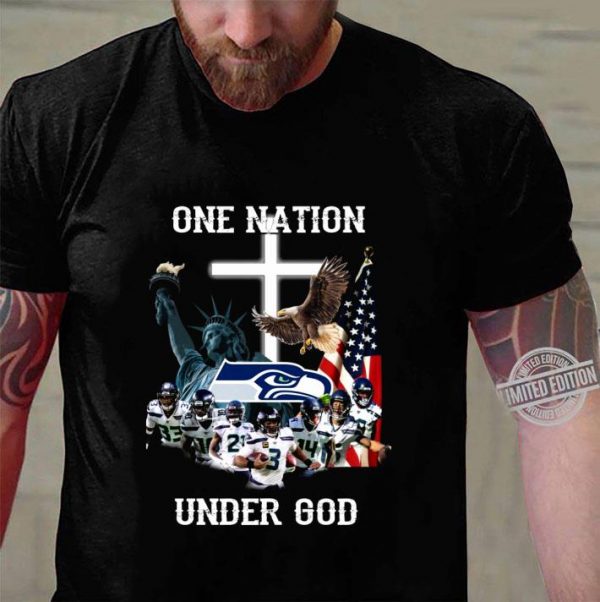 Awesome Seattle Seahawks Statue Of Liberty One Nation Under God shirt