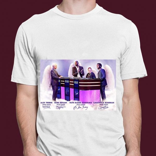 Awesome RIP Alex Trebek Kobe Bryant Ruth Bader Ginsburg Chadwick Boseman Signatures shirt