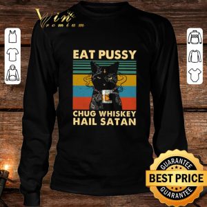 Awesome Tattoo Cat Eat Pussy Chug Whiskey Hail Satan Vintage shirt 2