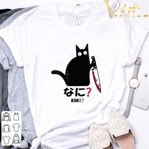 Cat Killer Bloody Knife Nani Japanese Characters shirt 2