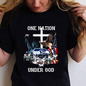 Awesome Seattle Seahawks Statue Of Liberty One Nation Under God shirt 1