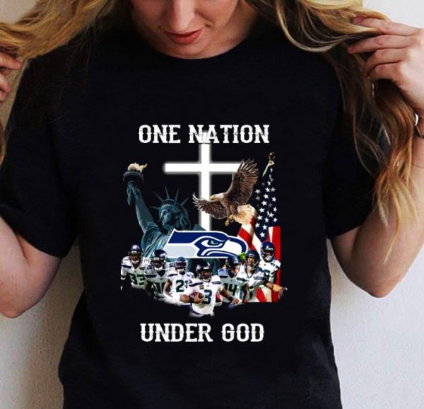Awesome Seattle Seahawks Statue Of Liberty One Nation Under God shirt