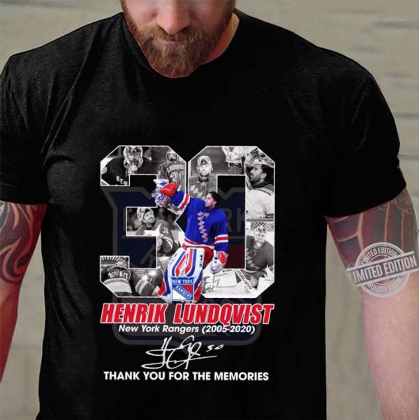 Hot Memories 30 Henrik Lundqvist NY Rangers 2005-2020 Signature shirt