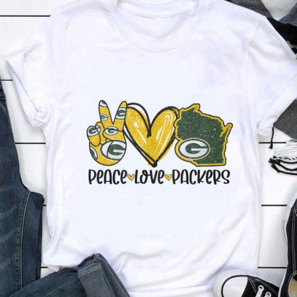 Awesome Peace Love Wisconsin Green Bay Packers shirt