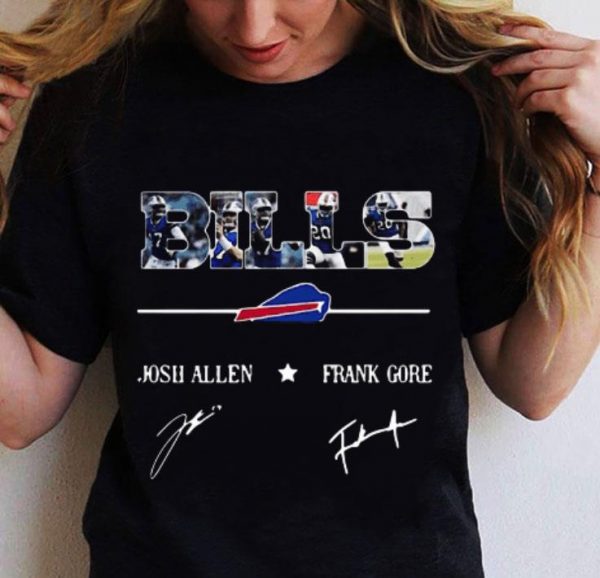 Awesome Buffalo Bills Josh Allen Frank Gore signatures shirt