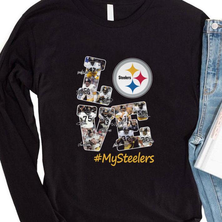 b0aba0e9 awesome logo pittsburgh steelers love mysteelers signatures shirt 4 - Awesome Logo Pittsburgh Steelers Love mysteelers signatures shirt