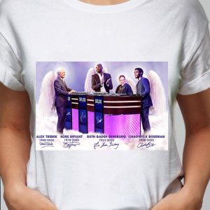 Awesome RIP Alex Trebek Kobe Bryant Ruth Bader Ginsburg Chadwick Boseman Signatures shirt 1