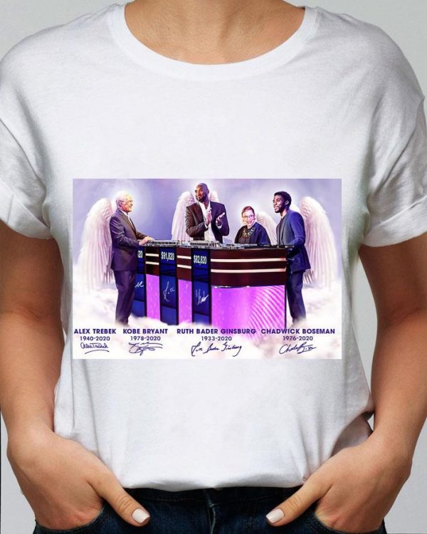 Awesome RIP Alex Trebek Kobe Bryant Ruth Bader Ginsburg Chadwick Boseman Signatures shirt