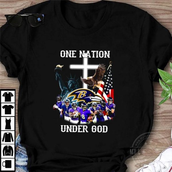 Awesome Baltimore Ravens Statue Of Liberty One Nation Under God shirt