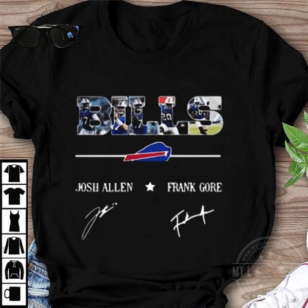 Awesome Buffalo Bills Josh Allen Frank Gore signatures shirt