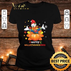 Awesome Turkey Santa Donald Duck Happy Hallothanksmas Thanksgiving Christmas shirt 1