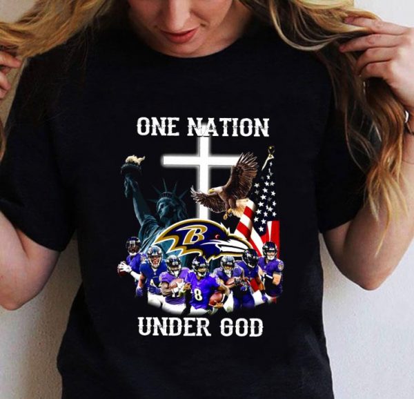 Awesome Baltimore Ravens Statue Of Liberty One Nation Under God shirt